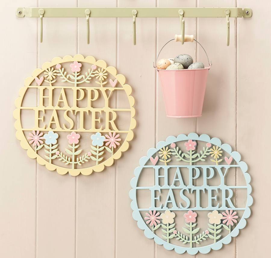 happy easter sign easter decoration by the chicken and the egg