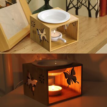 Butterfly Carved Wooden Oil Wax Melt Burner, 4 of 8