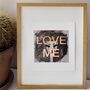 Love Me Giclee Art Print With Gold Leaf Lettering, thumbnail 3 of 5