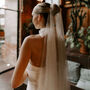 Pearl Embellished Tulle Waterfall Wedding Veil, thumbnail 1 of 9