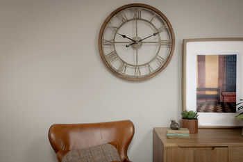 Round Weathered Wood And Metal Wall Clock, 2 of 11