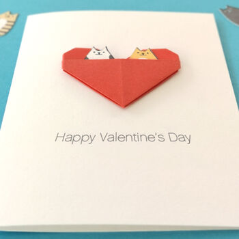 Personalised Cat Valentine's Day Origami Heart Card, 7 of 10