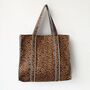 Tote Bag Cotton Dark Leopard Quilted Beach Bag Shopper, thumbnail 1 of 5