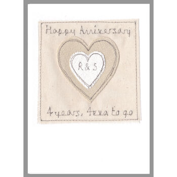 Personalised Linen 4th Wedding Anniversary Card, 8 of 9