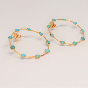 Turquoise Gold Hoop Earrings, 5 of 7