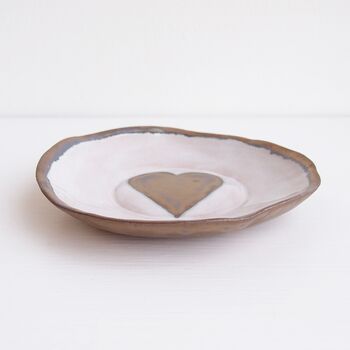 Handmade Valentines Gold Heart Ceramic Ring Dish, 10 of 11
