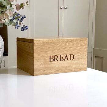 Personalised Wooden Bread Bin With Bread Board, 3 of 4