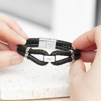 Personalised Men's Iconic Dual Leather Bracelet, 12 of 12