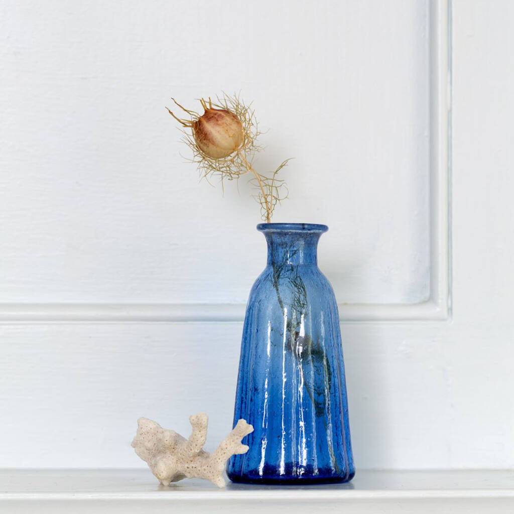 Blue Recycled Glass Vase Conical 13cm By The Wedding of my Dreams