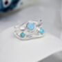 Handmade Three Blue Fire Opal Gemstone Ring, thumbnail 1 of 9