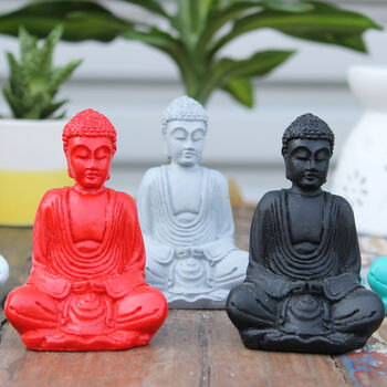 6x Matt Mini Buddha Assorted Colours, 5 of 8