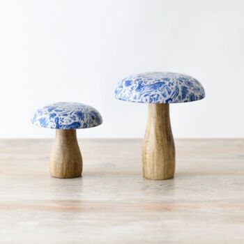 Blue Floral Hare Design Mushroom, 3 of 3