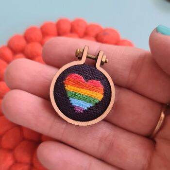 Rainbow Heart Charm Embroidery Kit, 3 of 4
