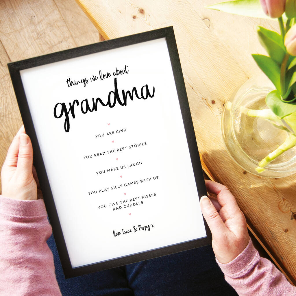 Things I/We Love About Grandma Print By The Stamford Studio