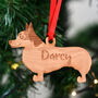 Personalised Corgi Wooden Dog Christmas Tree Decoration, thumbnail 3 of 4