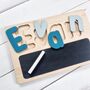 Children's Wooden Name Puzzle With Chalkboard, thumbnail 5 of 9