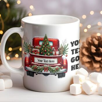 Personalised Christmas Vintage Truck Gift Mug, 5 of 9