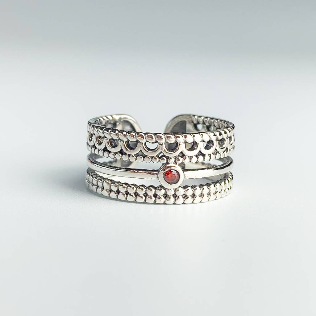 Sterling Silver Chunky Triple Band Ring, 1 of 4