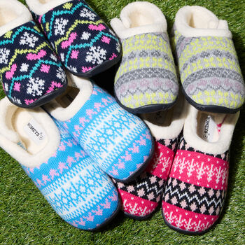 Ellen Grey/Lime Nordic Women's Slippers Indoor/Garden Shoes, 9 of 12