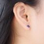 925 Sterling Silver Blue Baguette Stud Earrings, thumbnail 3 of 8