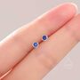 Sterling Silver Sapphire Blue Cz Bezel Stud Earrings, thumbnail 6 of 12