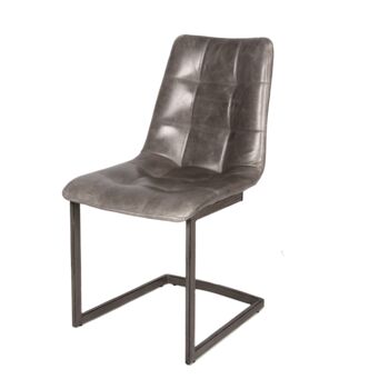 Italian Leather Metal Leg Chair Brown Or Grey, 3 of 9