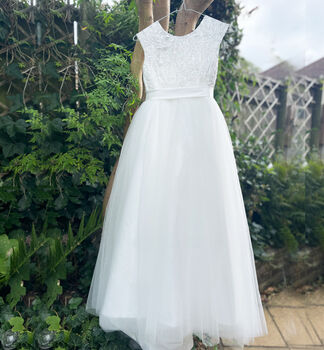 Ameria Flower Girl Dress In White | Communion Dress, 5 of 8
