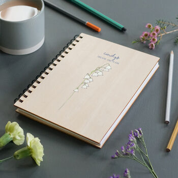 Personalised Birth Flower Wooden Notebook, 3 of 4