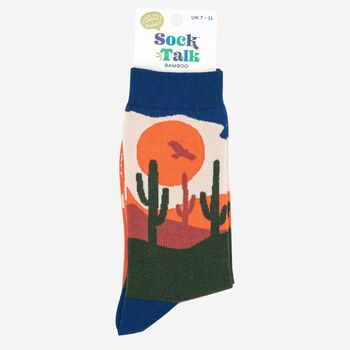 Men's Bamboo Socks Wild West Desert Cactus, 4 of 5