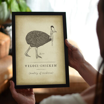 Funny Vintage Cassowary Art Print, Veloci Chicken, 4 of 4