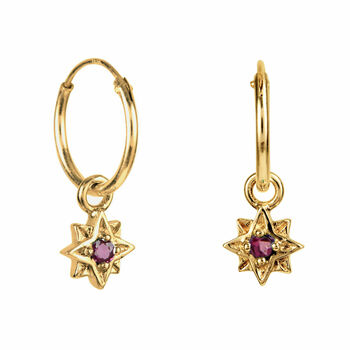 Guiding North Star Rhodolite Mini Hoops Silver, 3 of 6