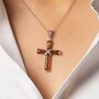 Sterling Silver Baltic Amber Cross Necklace, thumbnail 3 of 12