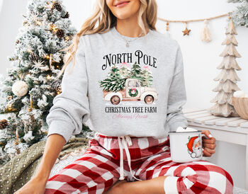 North Pole Christmas Tree Farm Sweatshirt, 4 of 12