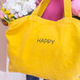 Personalised Embroidered Happy Tote Bag, thumbnail 1 of 8