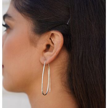 Long Paperclip Silver Drop Earrings, 2 of 7