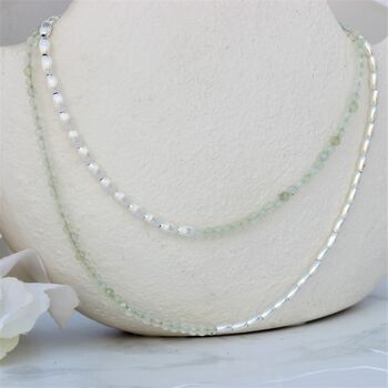 Prehnite Beaded Necklace Or Double Strand Bracelet In Sterling Silver, 8 of 10