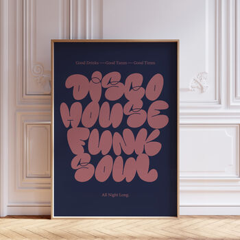 Disco House Funk Soul Music Print | Music Poster | Event Print | Wall Art | A5 A4 A3 | Bold | Typographic | Quote | Wall Decor |, 5 of 9
