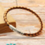 Mens Braided Cork Bracelet Hidden Message Stainless Steel Clasp, thumbnail 1 of 8