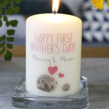 First Mother's Day Personalised Hedgehog Candle, 5 of 5
