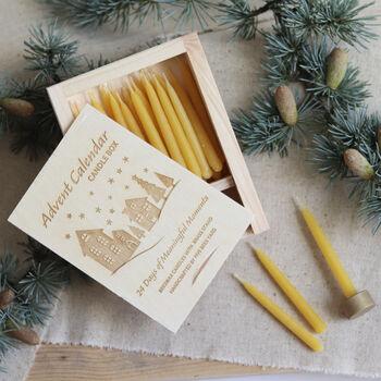 Refillable Advent Calendar Candles In Wooden Box, 3 of 4