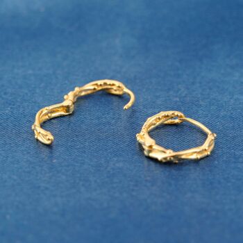 Gold Thorn Hoop Earrings, Dainty Minimalistic Huggie Hoops, 6 of 7