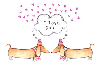 I Love You Sausage Dog Greeting Card, 2 of 4