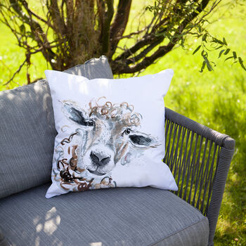 Inky Sheep Outdoor Cushion For Garden Furniture, 8 of 9