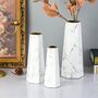 White Vase With Gold Finish Marble Ceramic Flower Vase, thumbnail 8 of 12