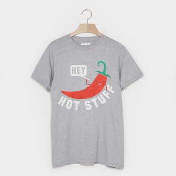 Hey Hot Stuff Men's Foodie Slogan T Shirt, 2 of 3