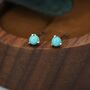 Sterling Silver Very Tiny Genuine Turquoise Stone Stud Earrings, thumbnail 1 of 12