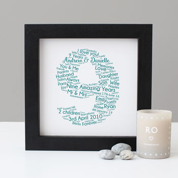 Personalised 9th Wedding Anniversary Gift, 4 of 7