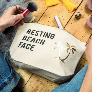 Resting Beach Face Slogan Make Up Bag, 2 of 7