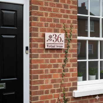 Personalised Rose Design Acrylic House Number Sign, 3 of 5