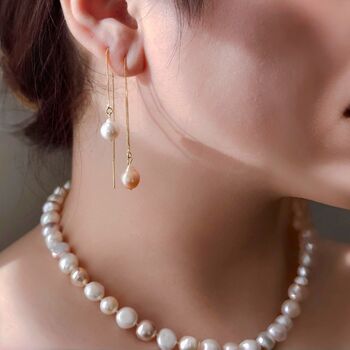 Sweet Hue Pearl Threader Earrings, 2 of 6